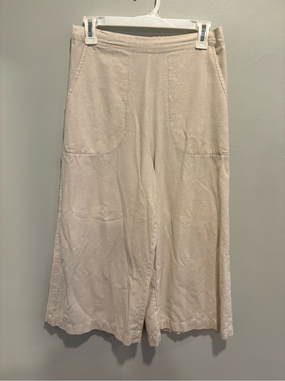 Billabong Natural/Cream Wide Leg Elastic-Waist Pants Size L